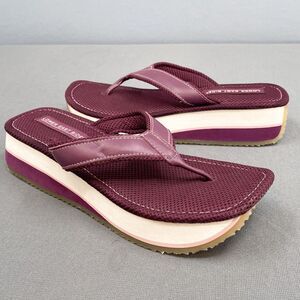 VTG Lower East Side Platform Flip Flops Womens 10 Plum Y2K Chunky Sandal Thong